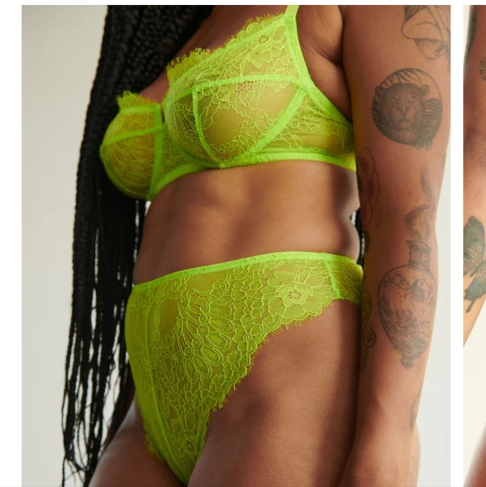 Blush Neon Green Lace Lingerie Set